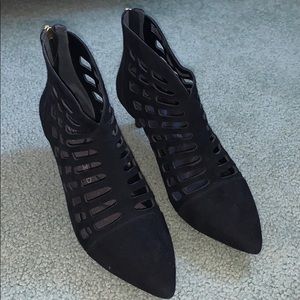 Suede Closed-Toe Heels